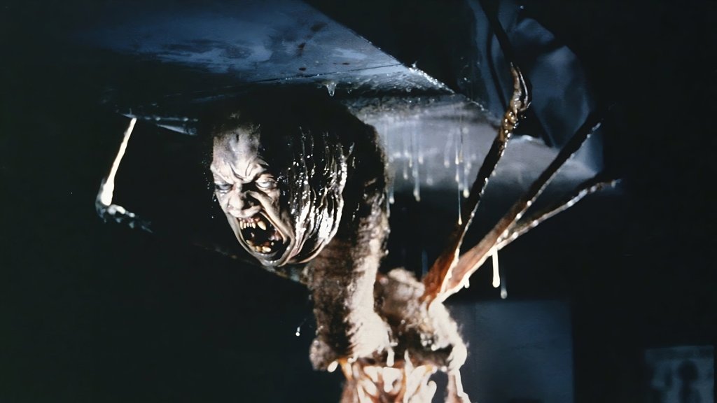 Image of amalgamated human man, dog and spider from the film, The Thing