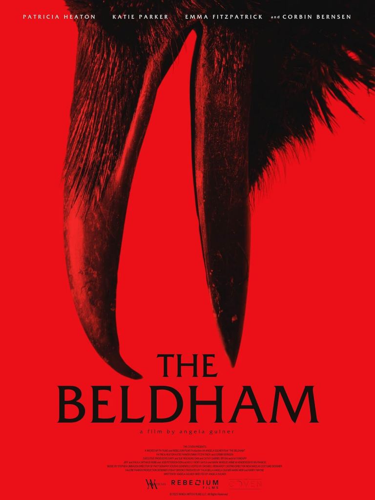 REd Poster for the film The Beldham, crows beak